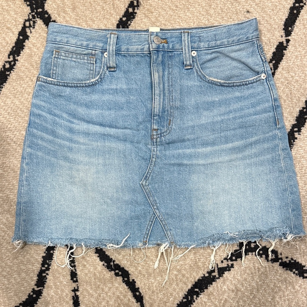 Madewell Denim Blue Frayed Mini Skirt